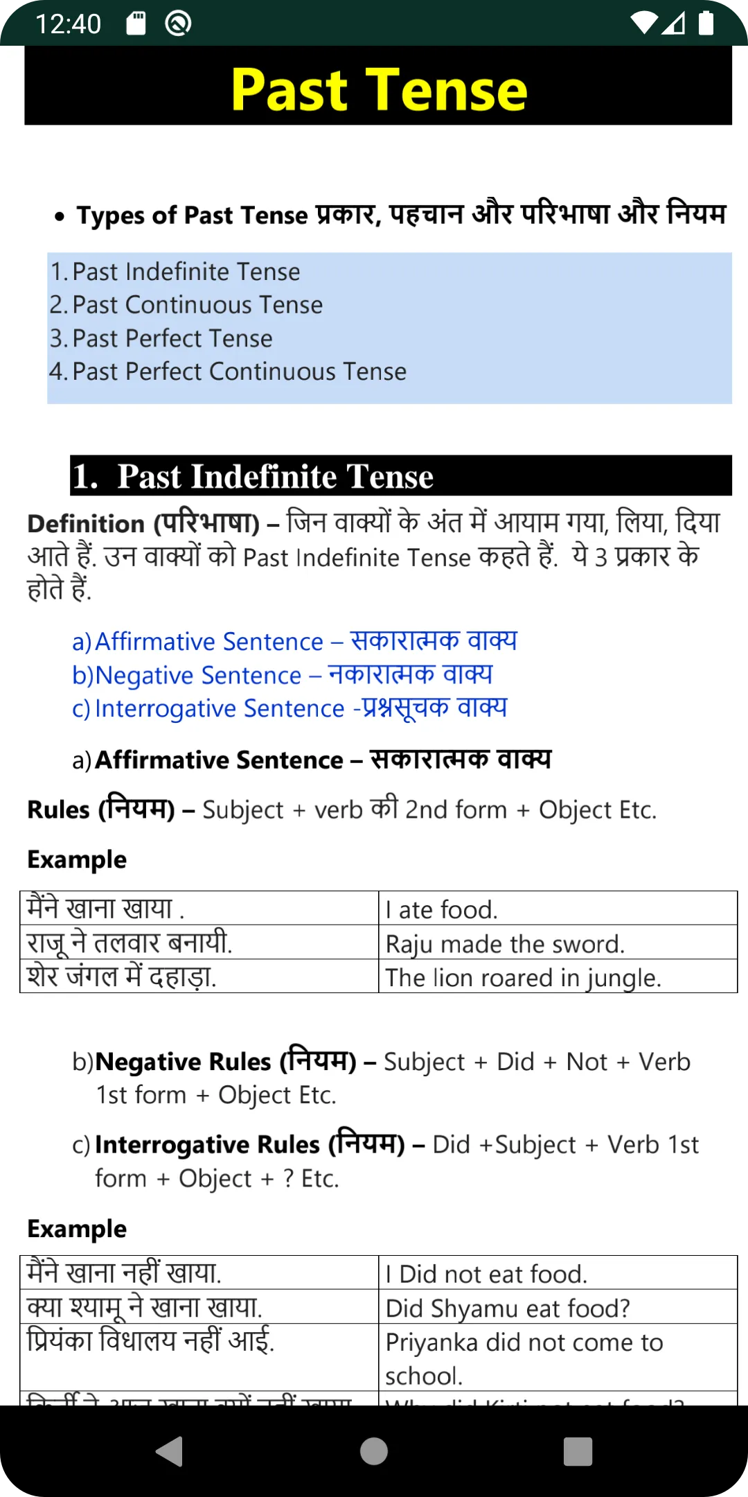 Tense Chart | Indus Appstore | Screenshot