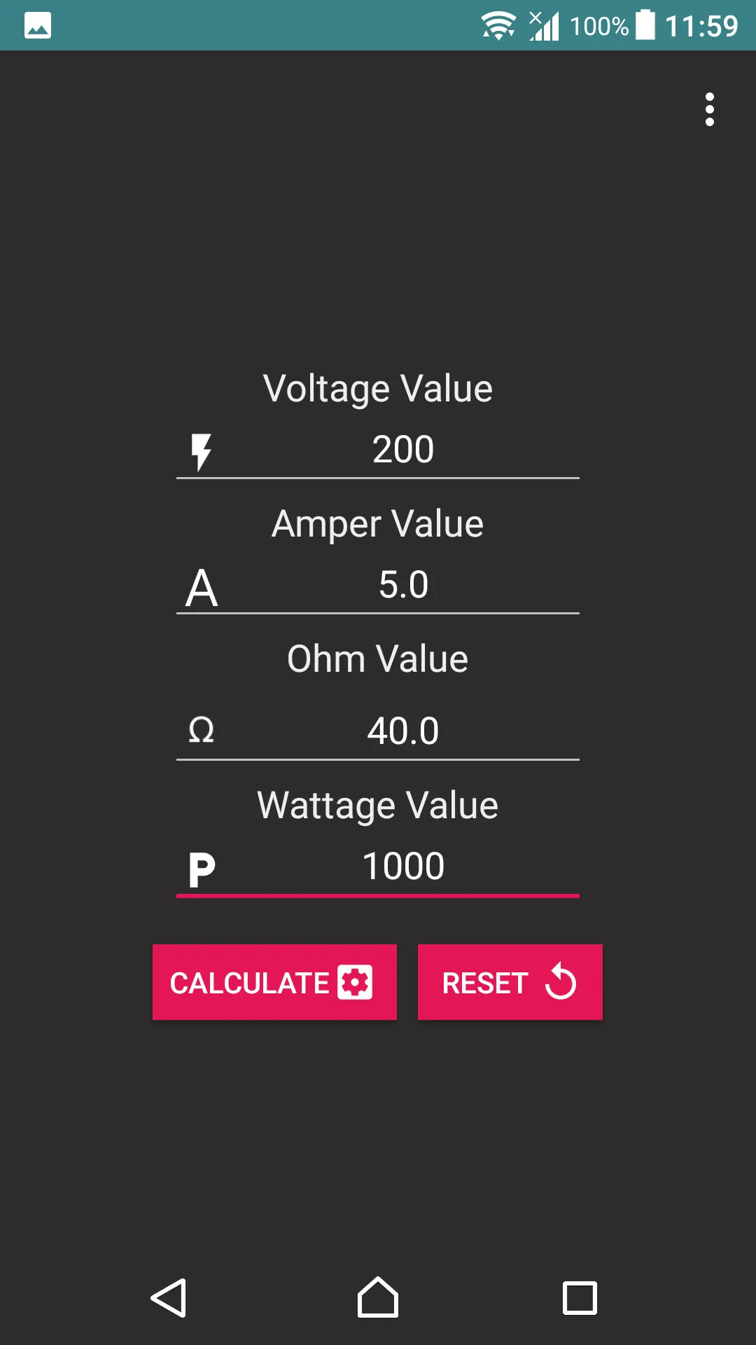 Calculator Volt/Amp/Watt/Ohm | Indus Appstore | Screenshot