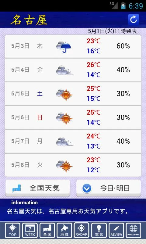 名古屋天気G | Indus Appstore | Screenshot