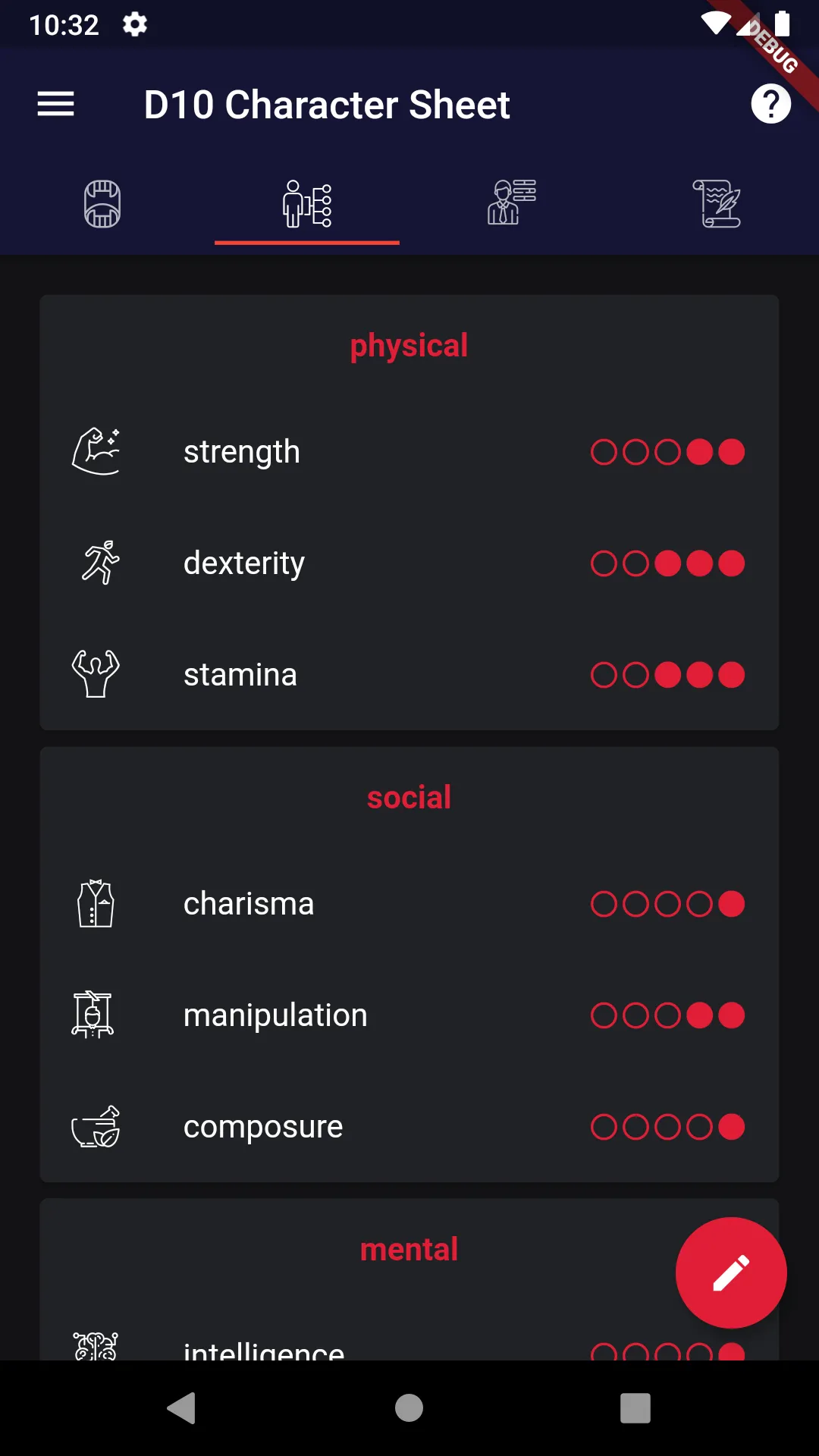 D10 Character Sheet | Indus Appstore | Screenshot