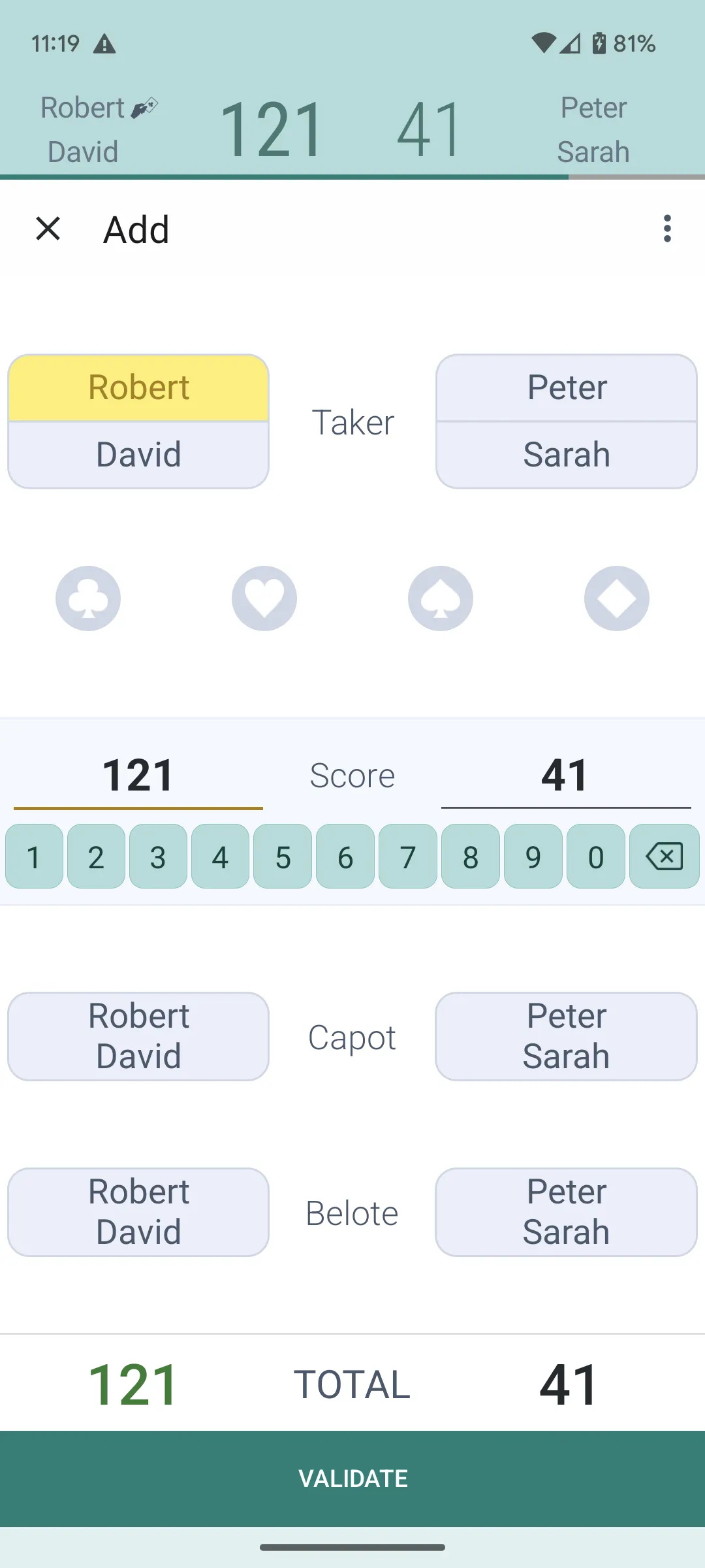 Belote Score | Indus Appstore | Screenshot