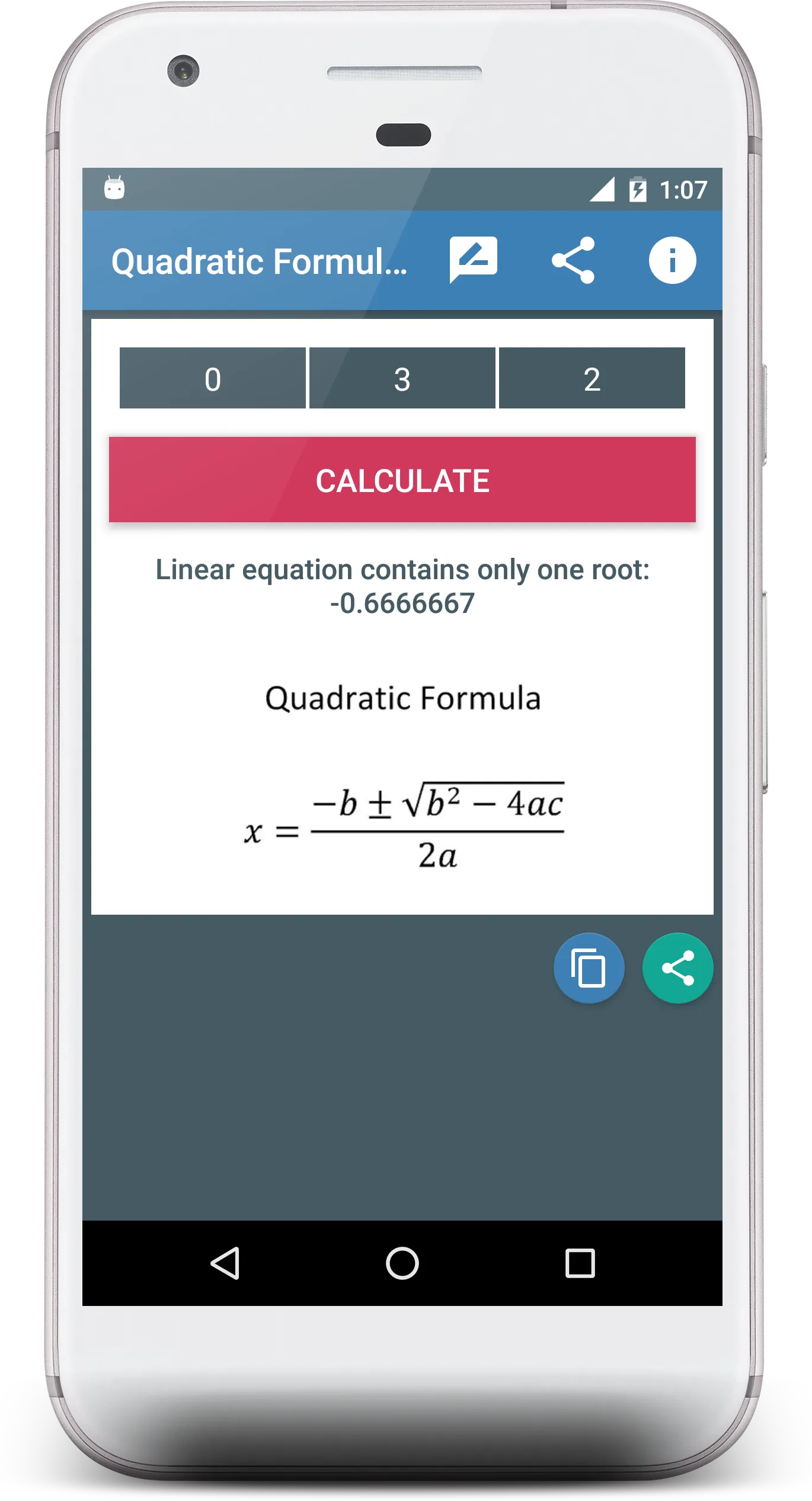 Quadratic Formula Calculator | Indus Appstore | Screenshot