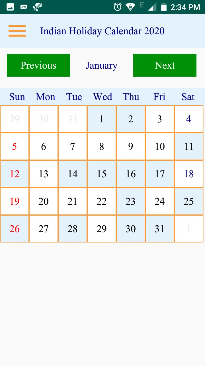 Indian Holiday Calendar 2020 | Indus Appstore | Screenshot