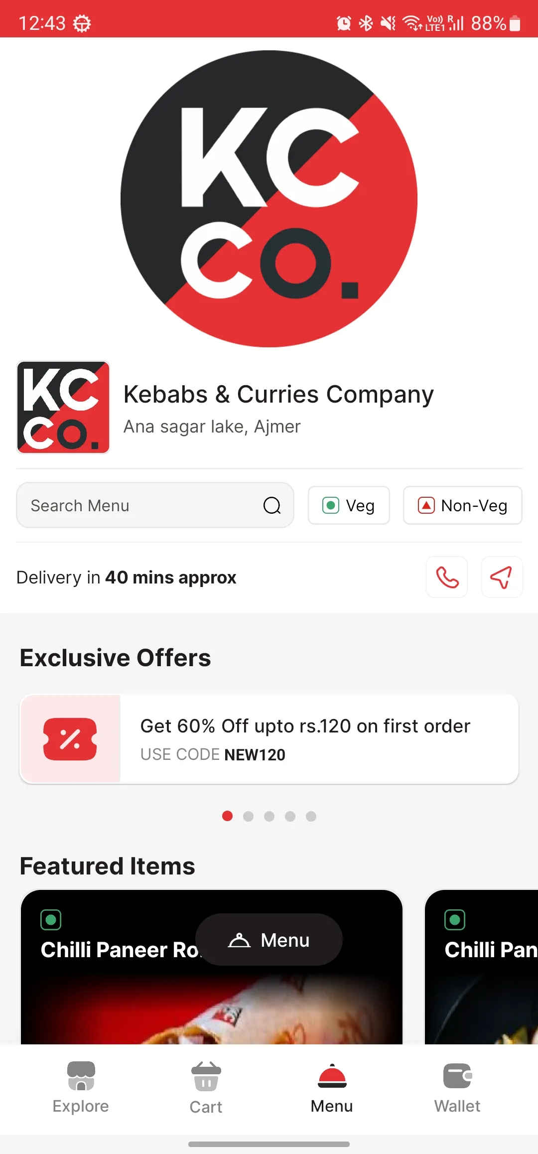 Kebabs & Curries Co.(KCCO) | Indus Appstore | Screenshot