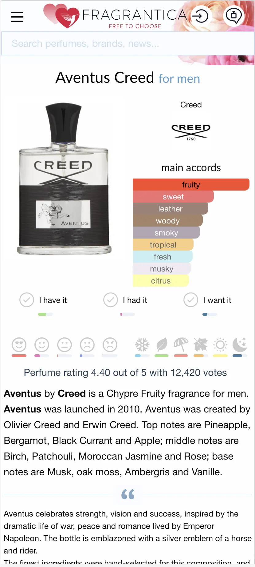 Fragrantica Perfumes | Indus Appstore | Screenshot
