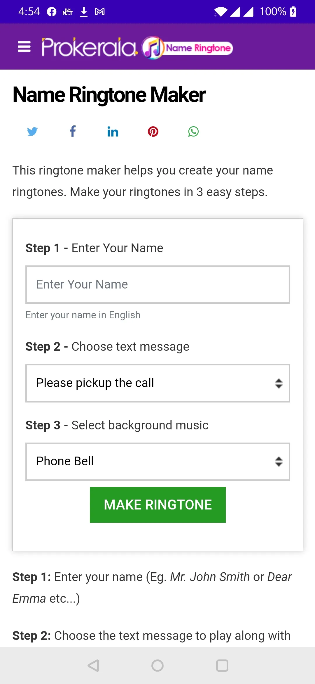 Name Ringtone Maker | Indus Appstore | Screenshot