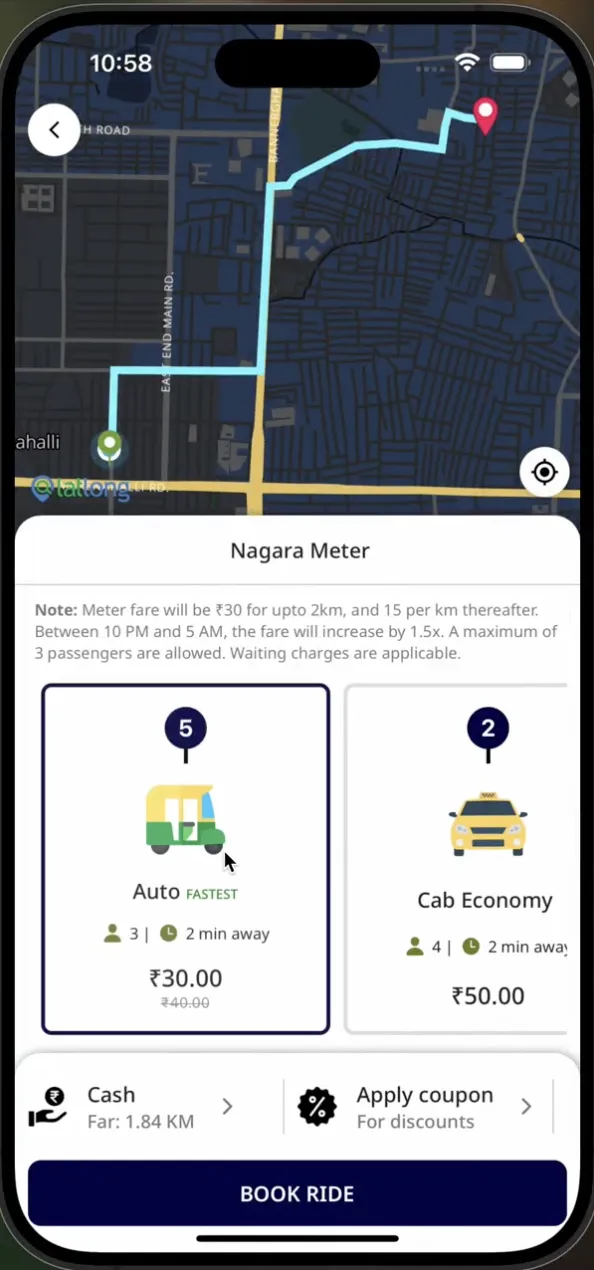Nagara: Meter Auto, Cab (Beta) | Indus Appstore | Screenshot