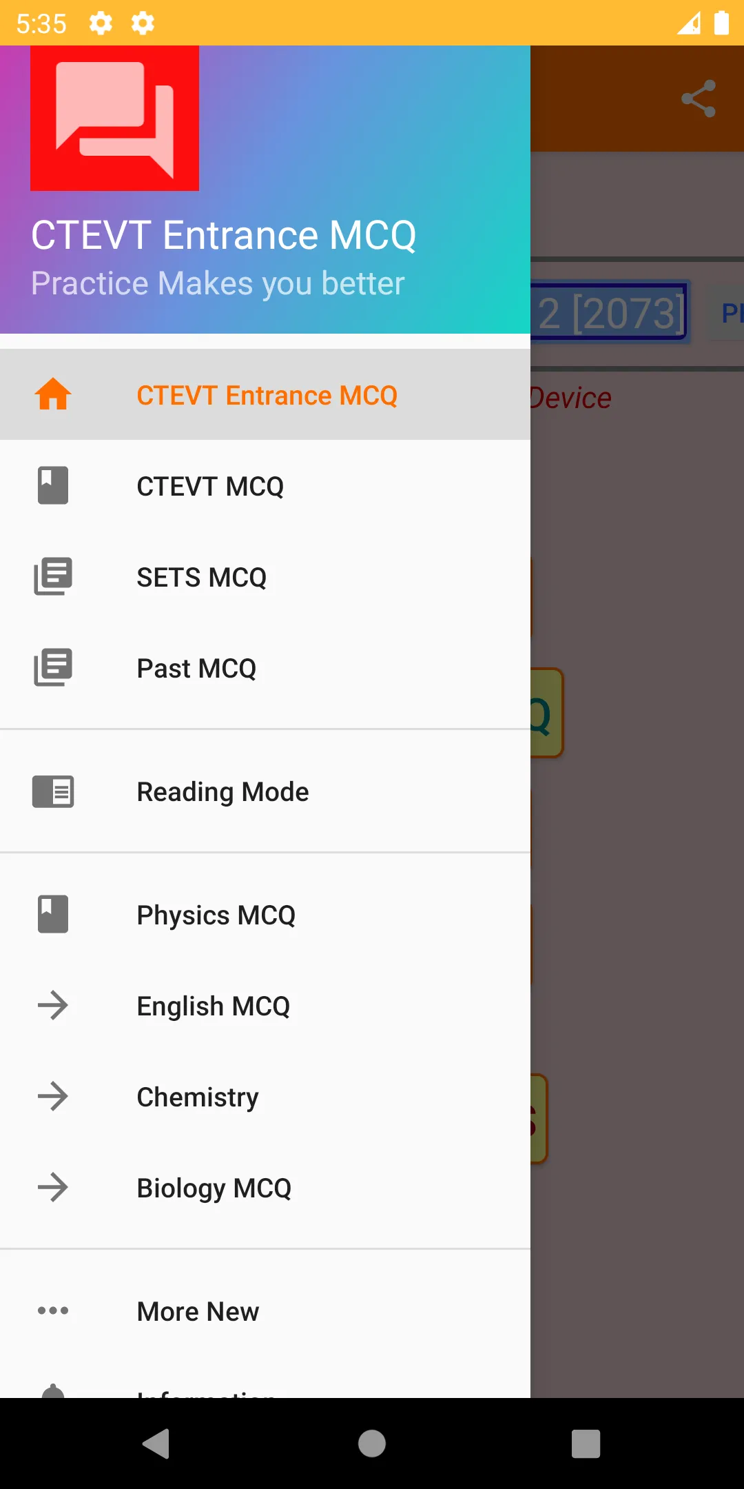 CTEVT Entrance MCQ | Indus Appstore | Screenshot