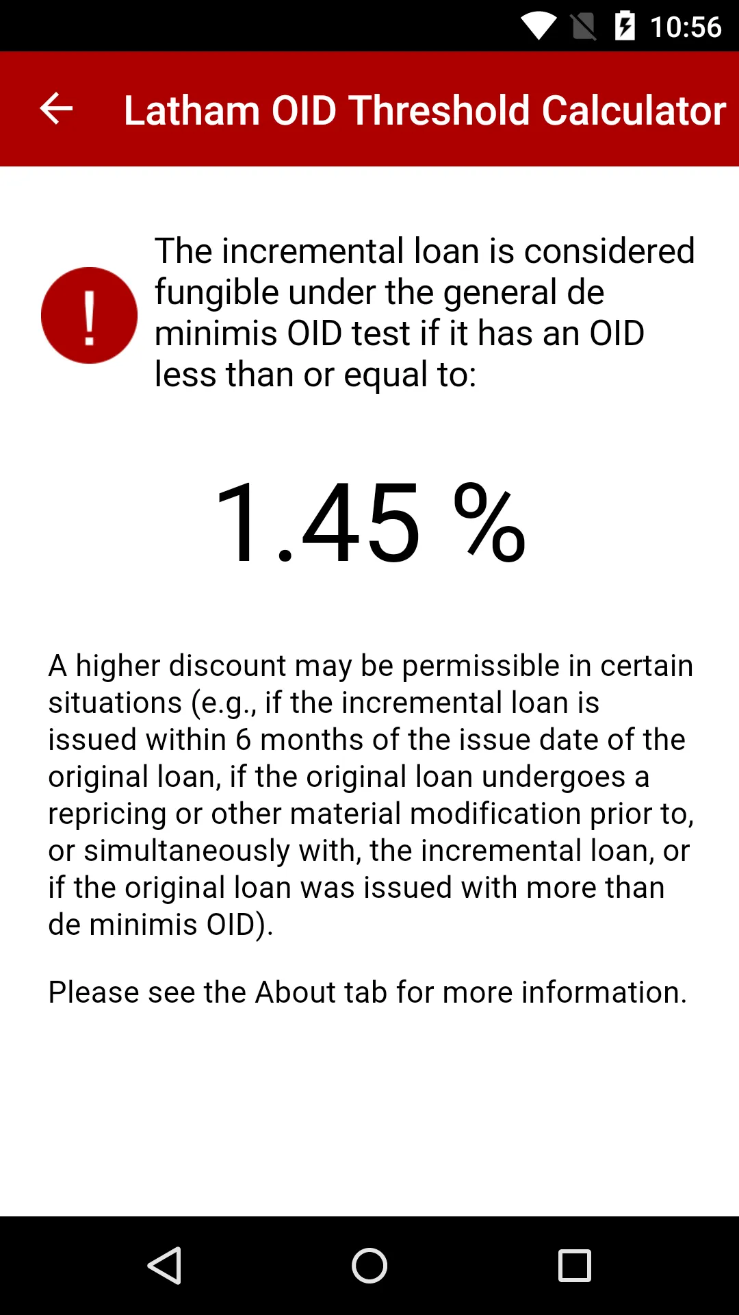 OID Threshold Calculator | Indus Appstore | Screenshot