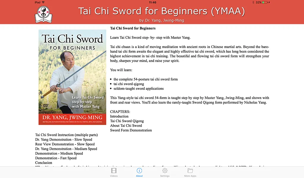 Tai Chi Sword w Dr. Yang YMAA | Indus Appstore | Screenshot