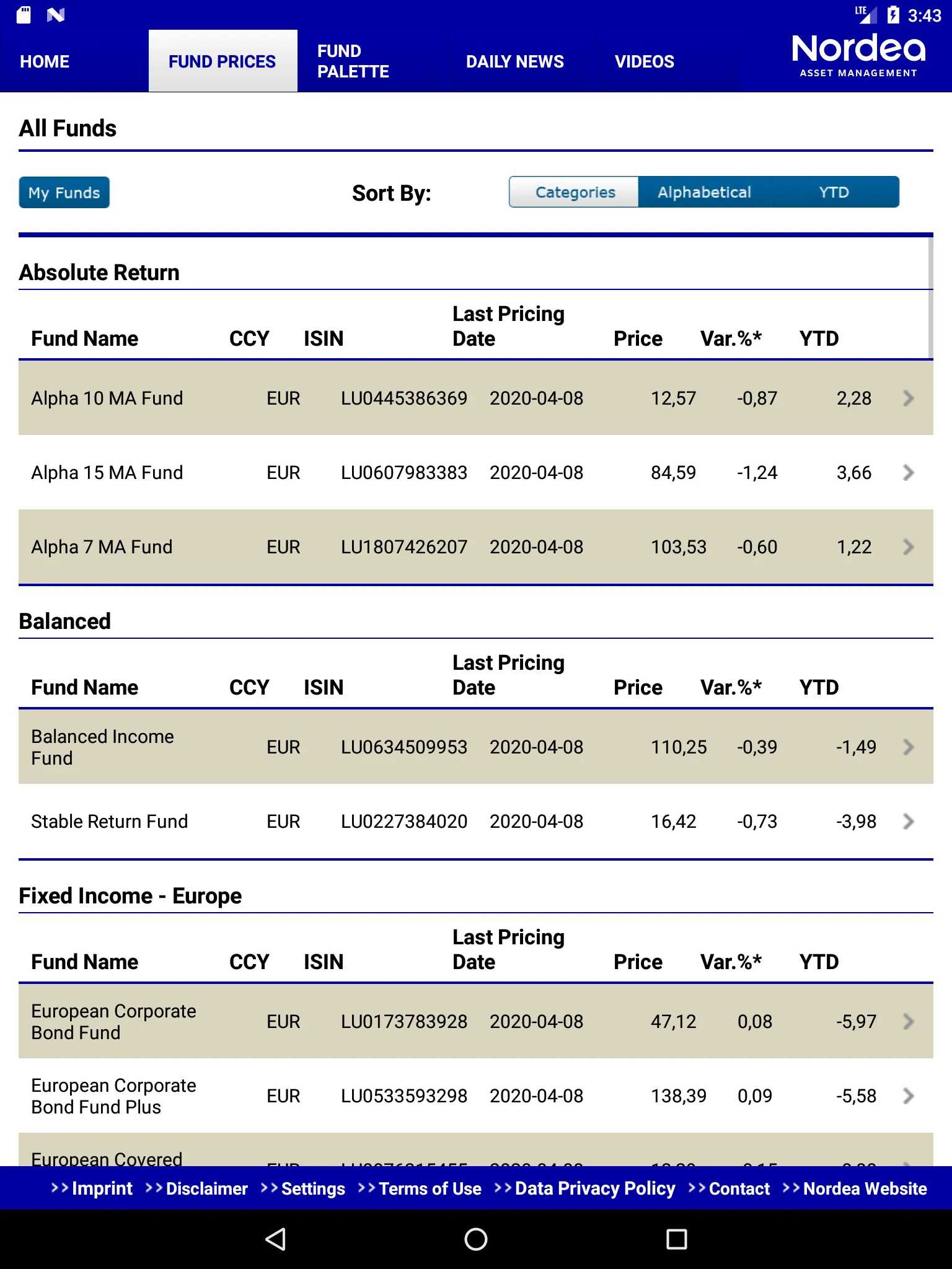 Nordea 1 Fund Tablet App | Indus Appstore | Screenshot