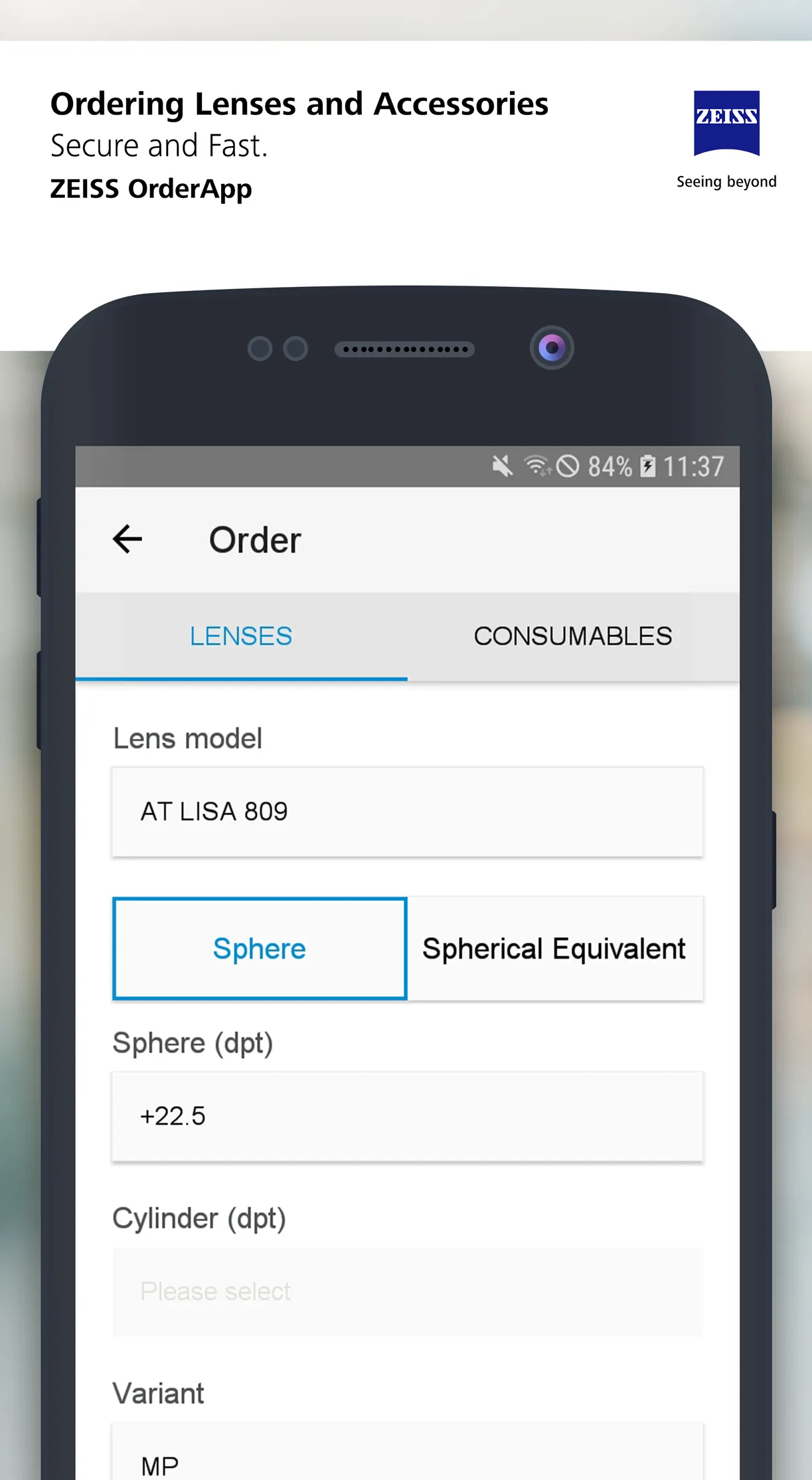 ZEISS OrderApp | Indus Appstore | Screenshot