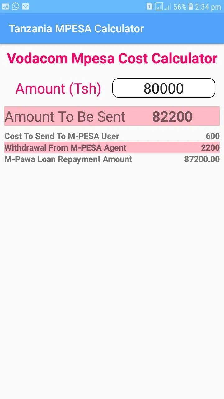 Tanzania M-PESA Cost Calculato | Indus Appstore | Screenshot