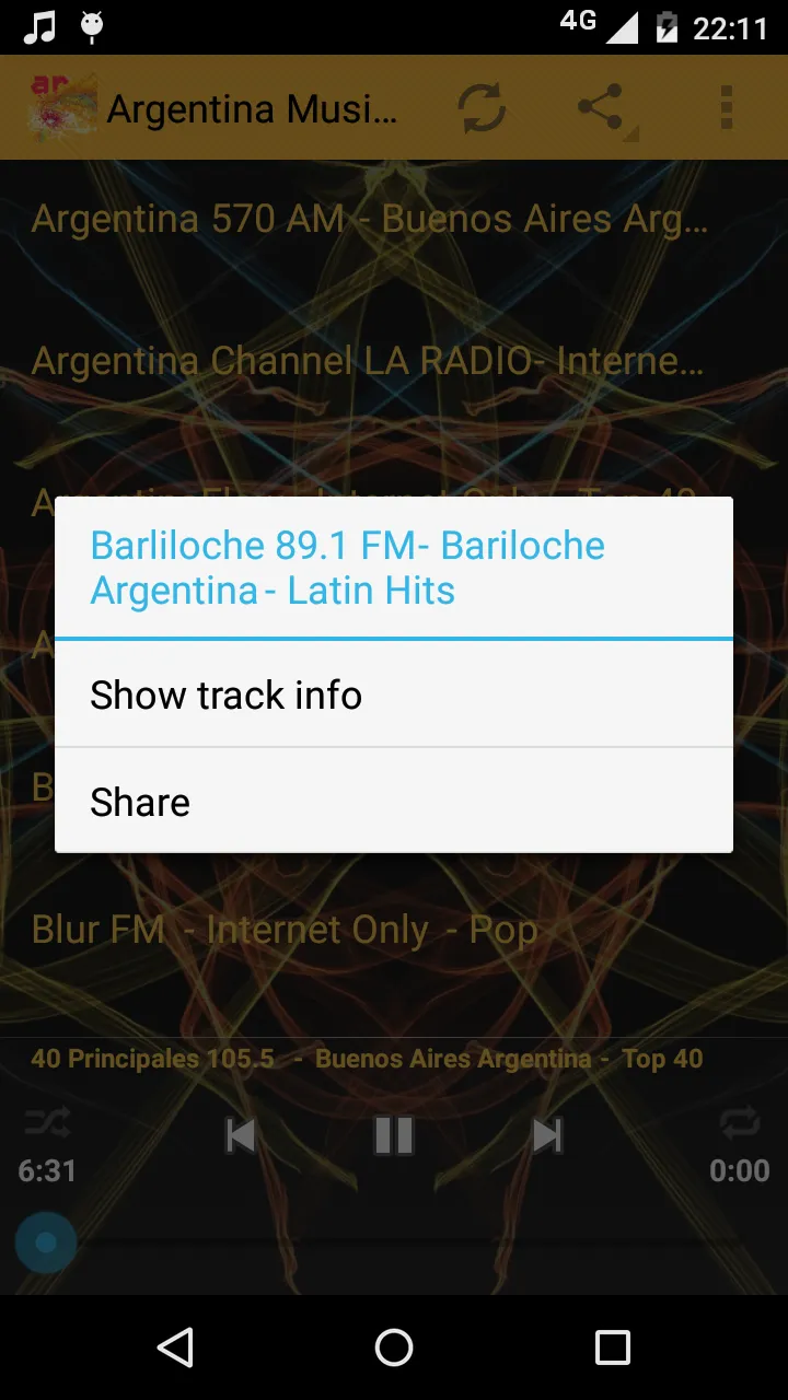 Argentina Radio Music Online | Indus Appstore | Screenshot