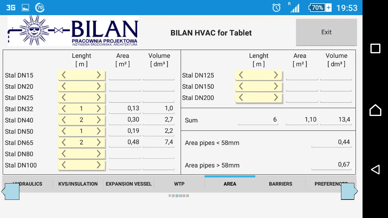 Bilan HVAC Simple for Tablet | Indus Appstore | Screenshot