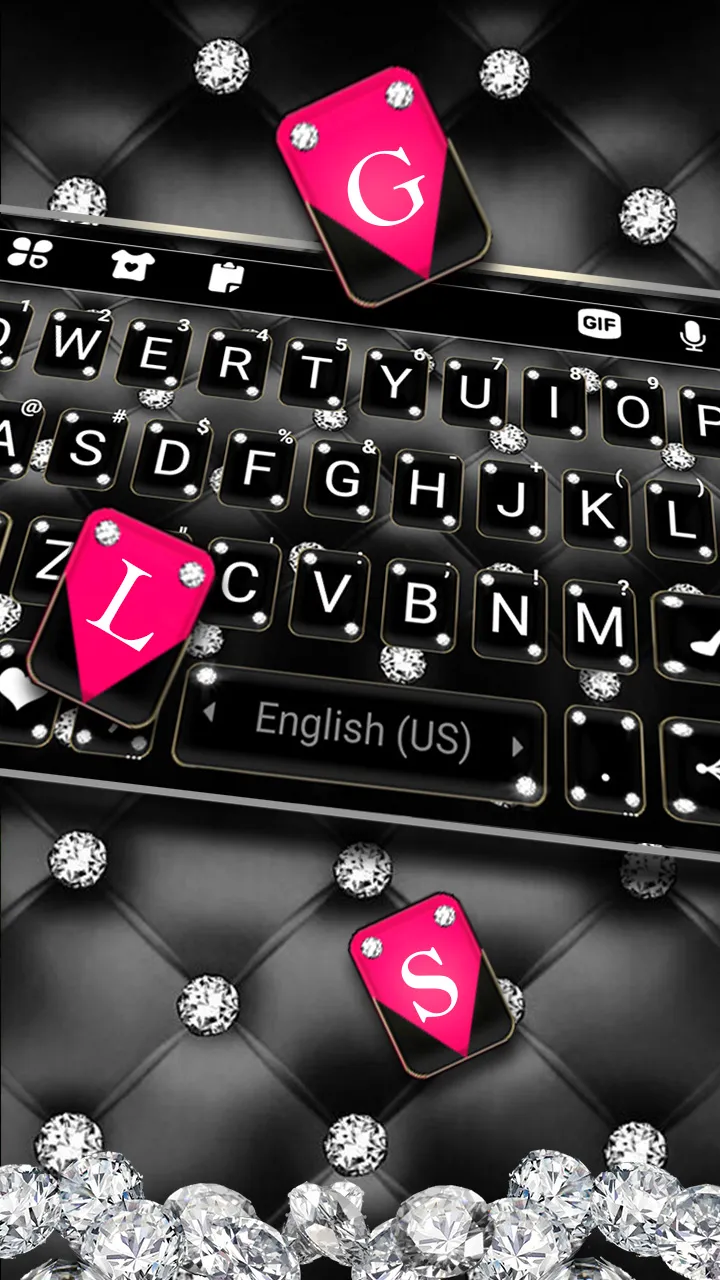 Black Pink Diamonds Keyboard B | Indus Appstore | Screenshot