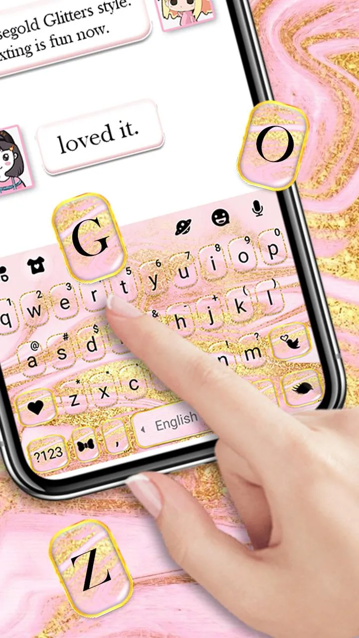 Rose Gold Silk Glitter Keyboar | Indus Appstore | Screenshot