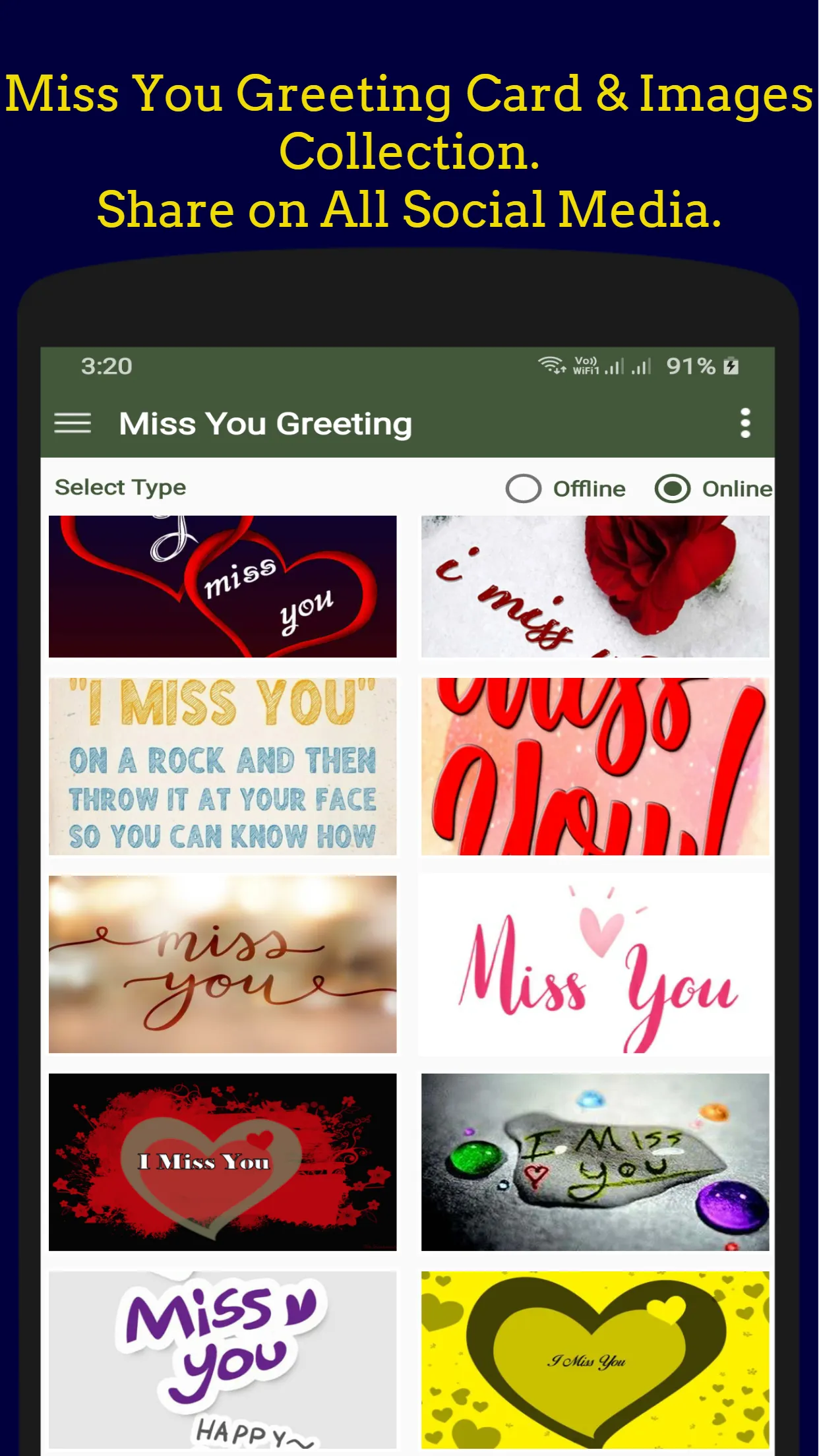 Miss You Greeting Collection. | Indus Appstore | Screenshot