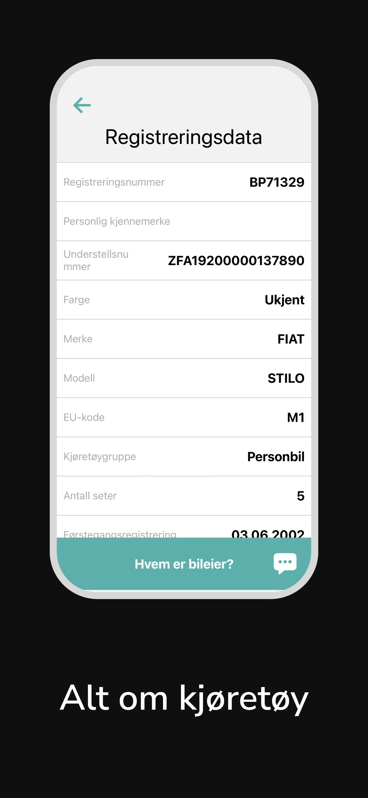 Bileier: Hvem eier bilen? | Indus Appstore | Screenshot