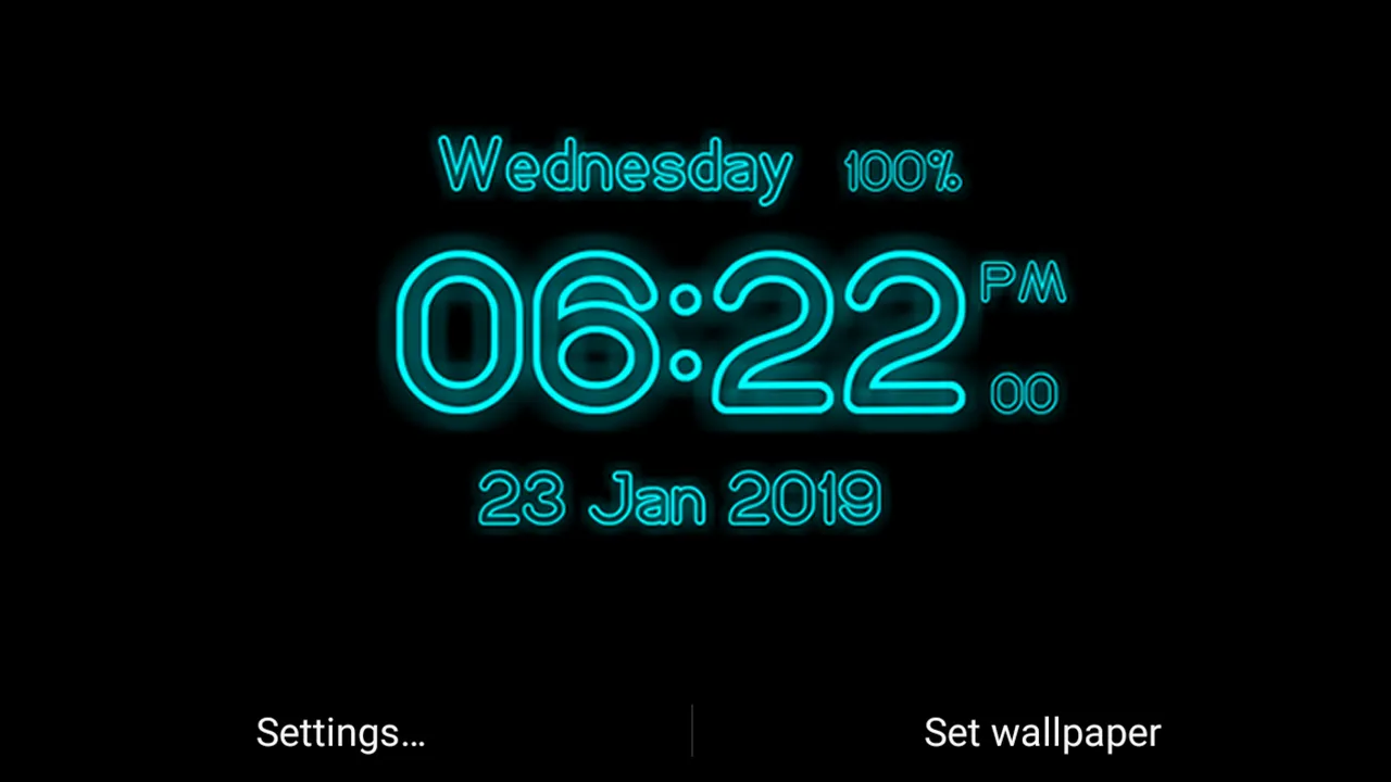 Neon Digital Clock Wallpaper | Indus Appstore | Screenshot