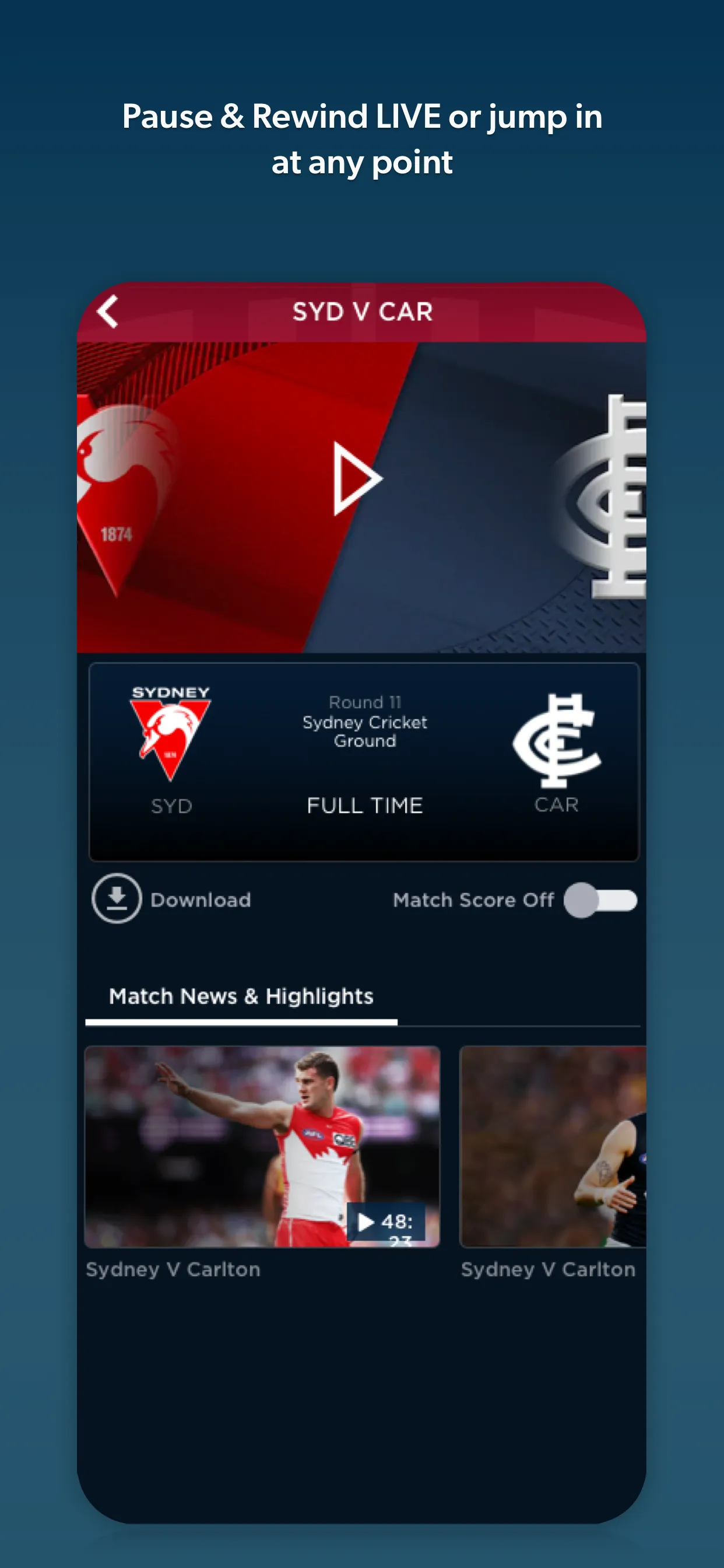 Watch AFL | Indus Appstore | Screenshot