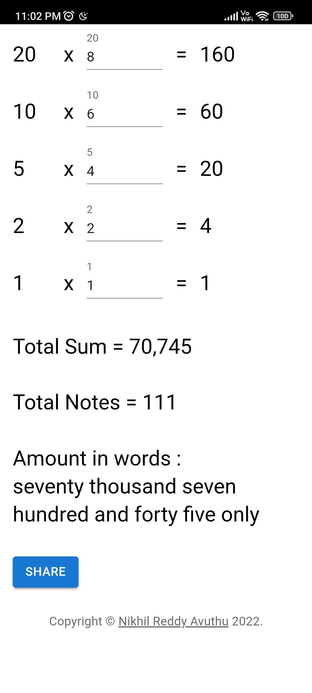 Cash Denomination Calculator | Indus Appstore | Screenshot