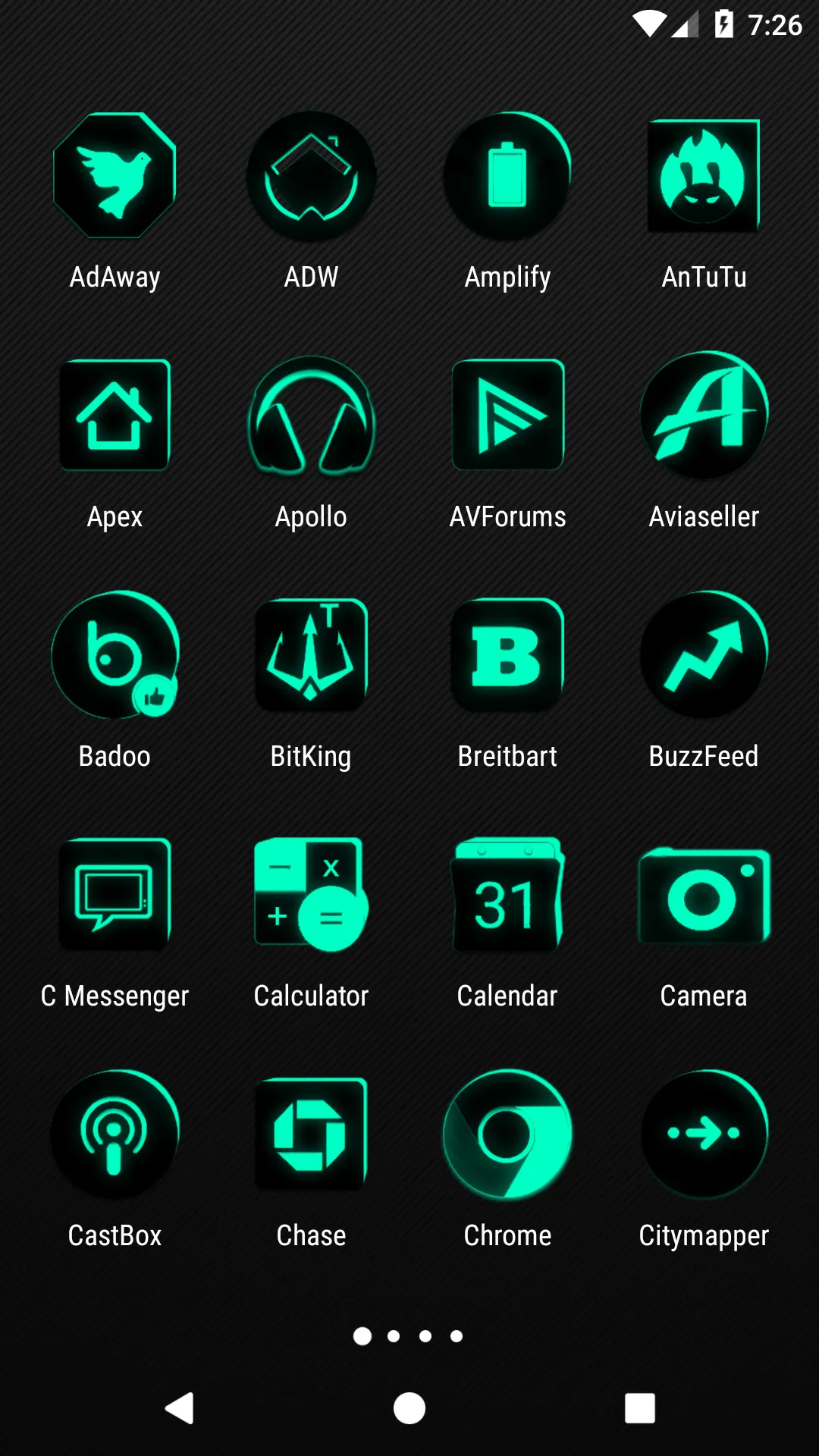 Flat Black and Teal Icon Pack | Indus Appstore | Screenshot