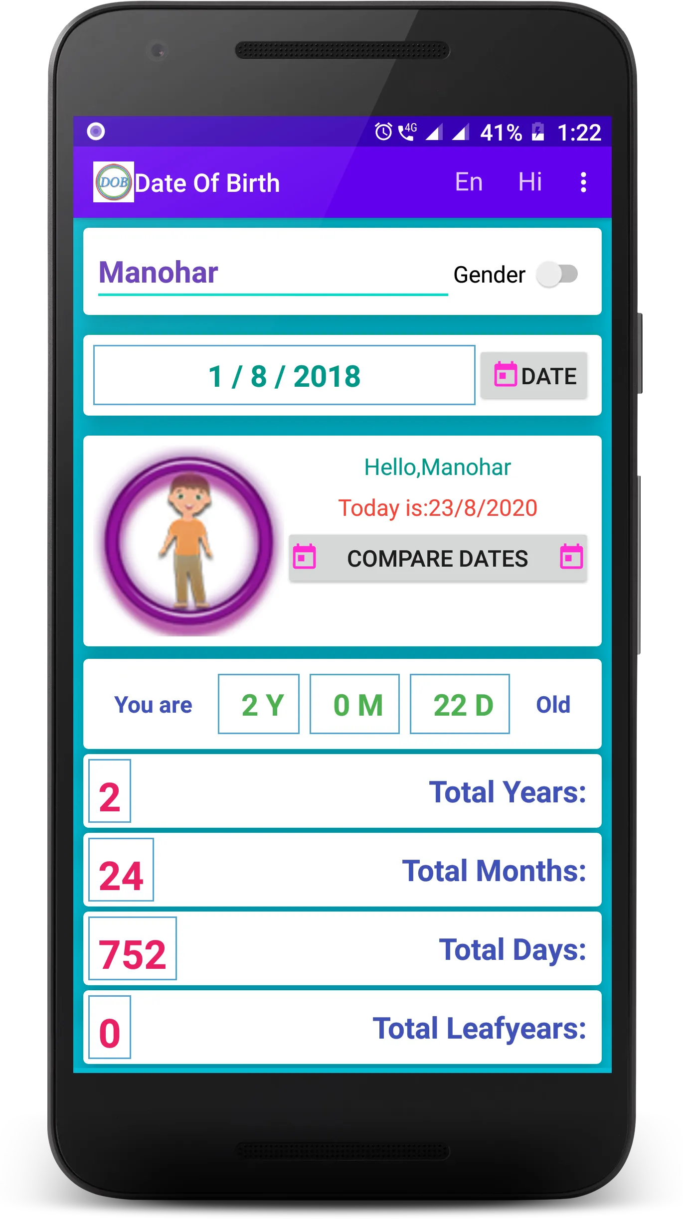 DOB Date of Birth and Age Cal | Indus Appstore | Screenshot