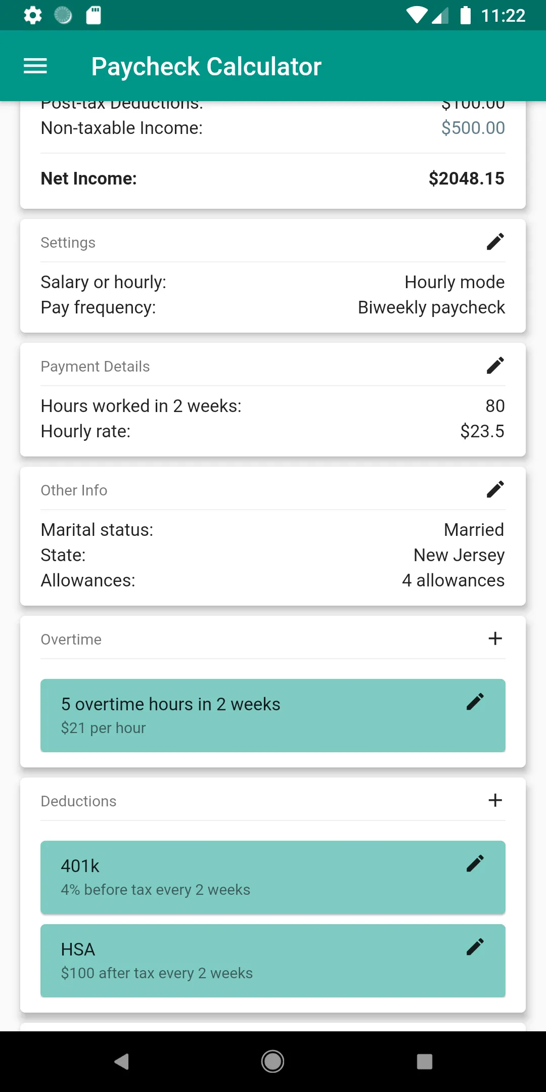 Paycheck Calculator (US) | Indus Appstore | Screenshot