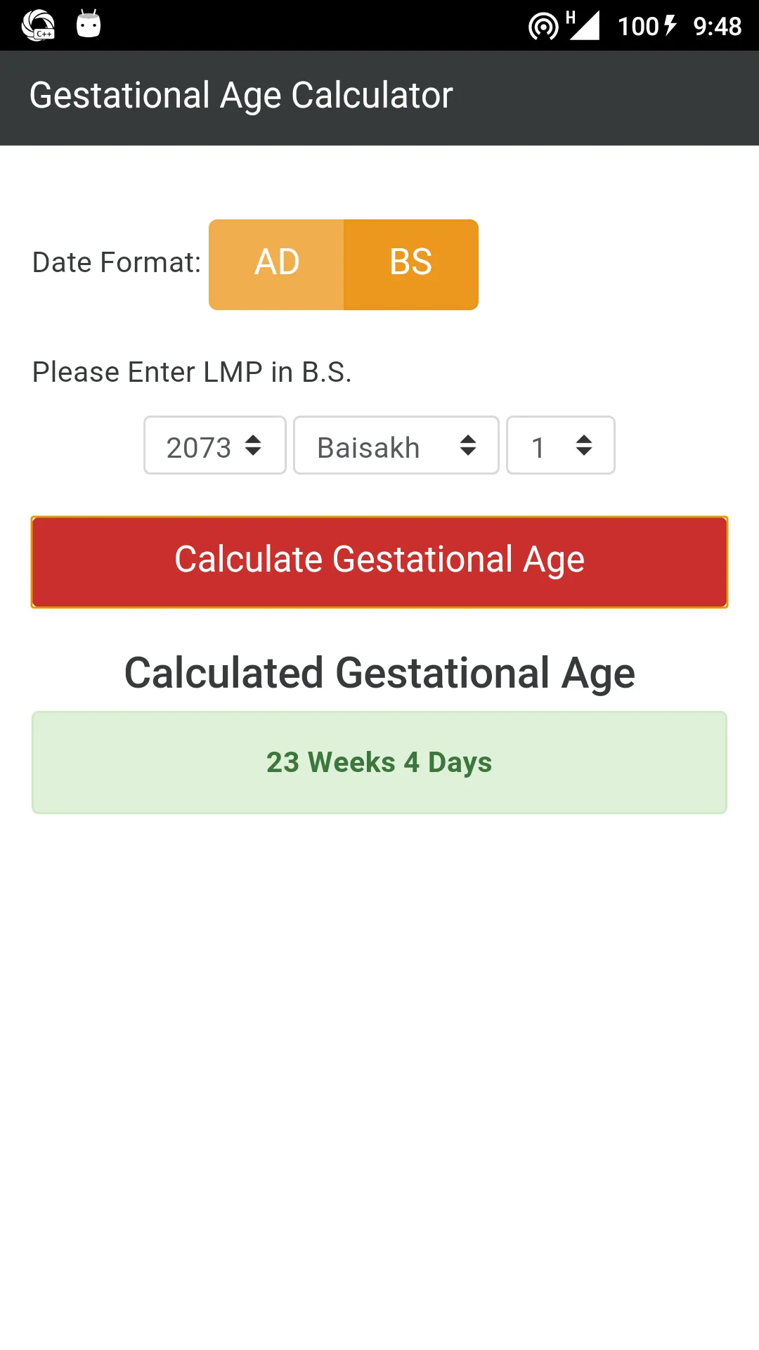 Gestational Age | Indus Appstore | Screenshot