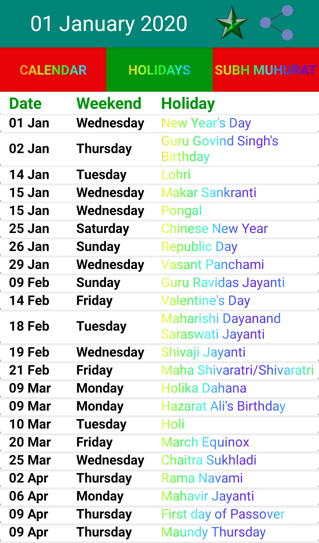 Hindi Panchang Calendar | Indus Appstore | Screenshot