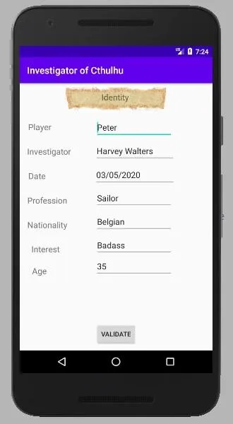 Investigator sheet for CoC | Indus Appstore | Screenshot