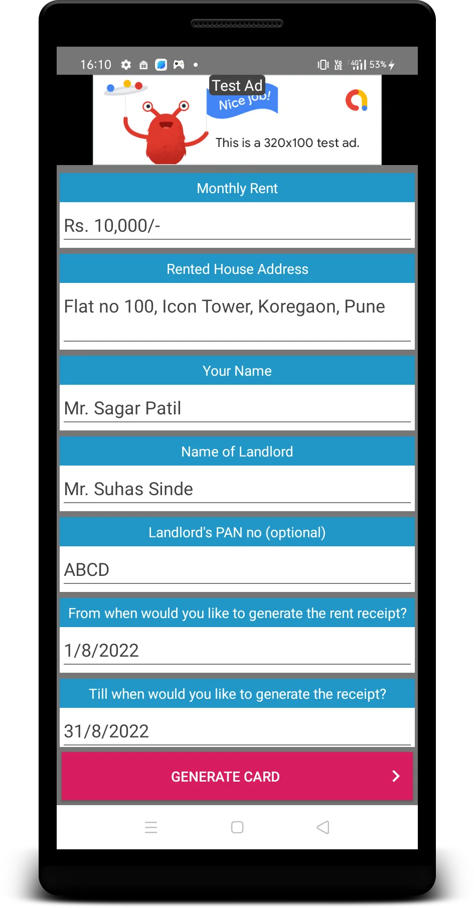 Rent Receipt Generator | Indus Appstore | Screenshot