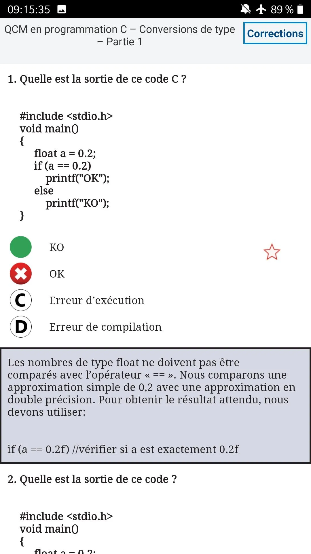 QCM C Entrainement avec explic | Indus Appstore | Screenshot