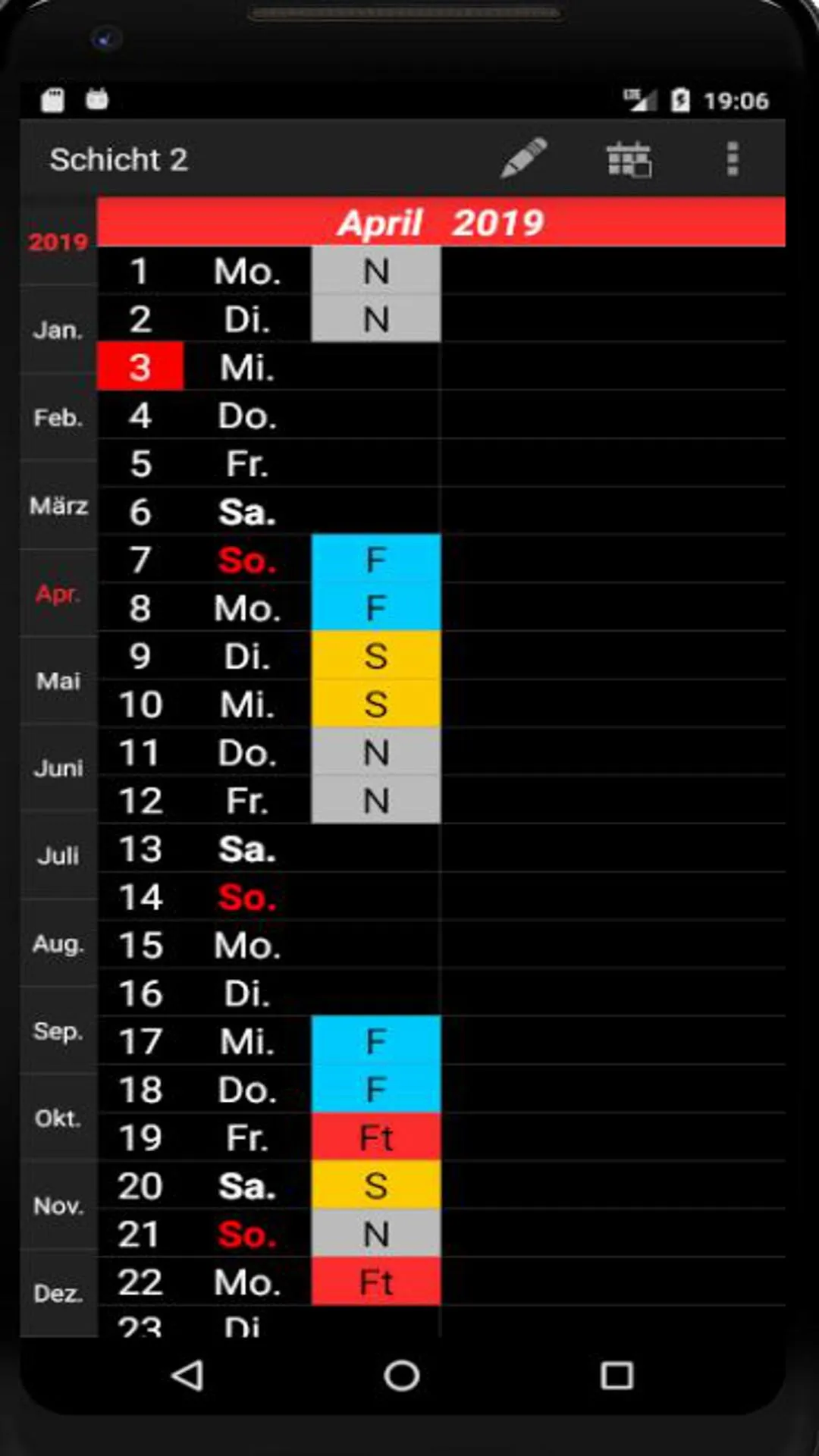 Schichtkalender | Indus Appstore | Screenshot