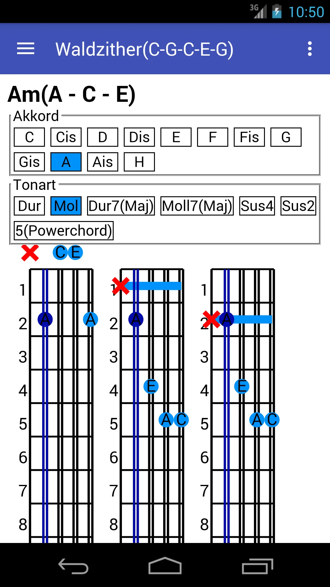 Grifftabelle z.B. Waldzither | Indus Appstore | Screenshot