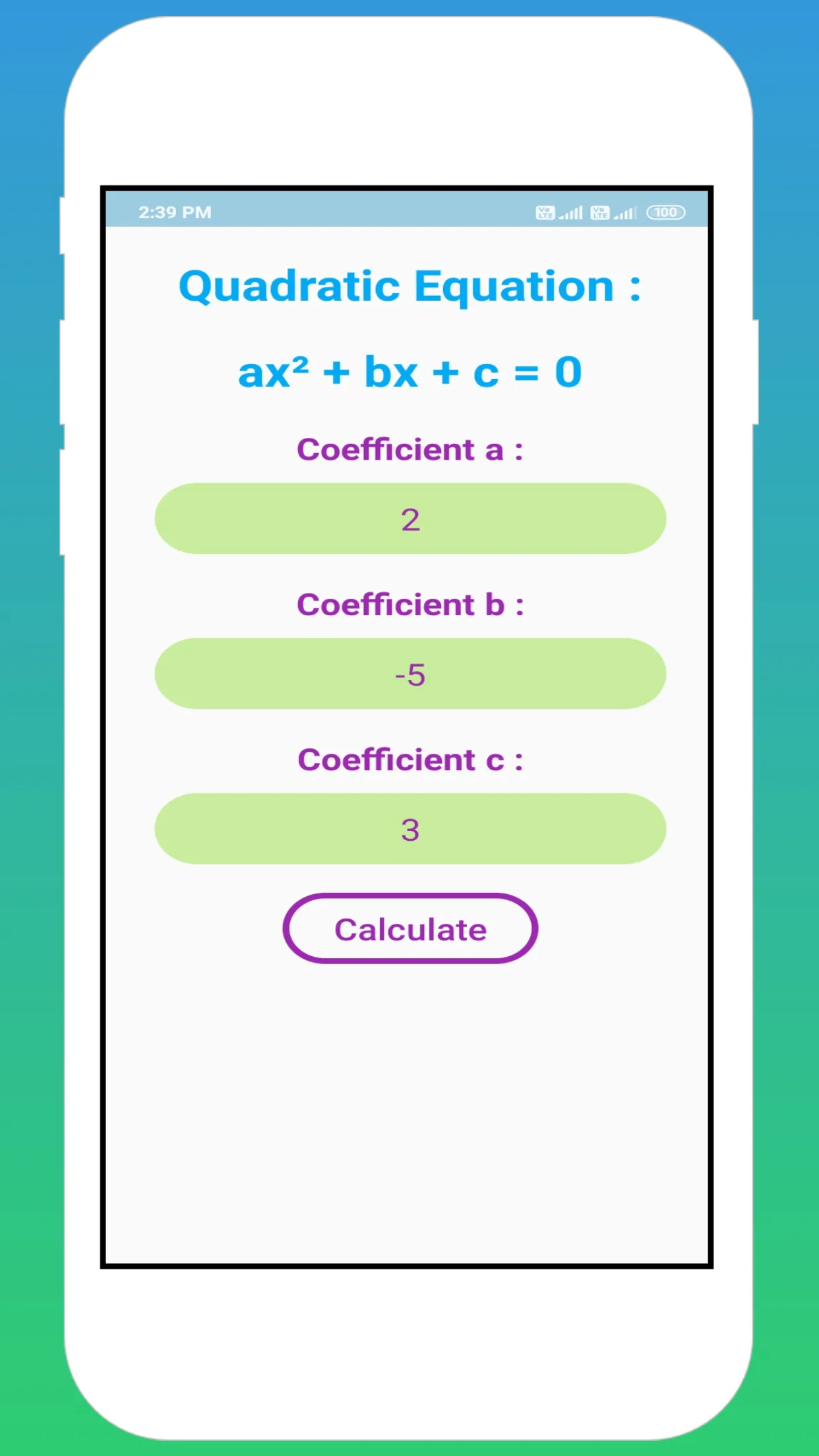 Quadratic Equation Roots Solve | Indus Appstore | Screenshot