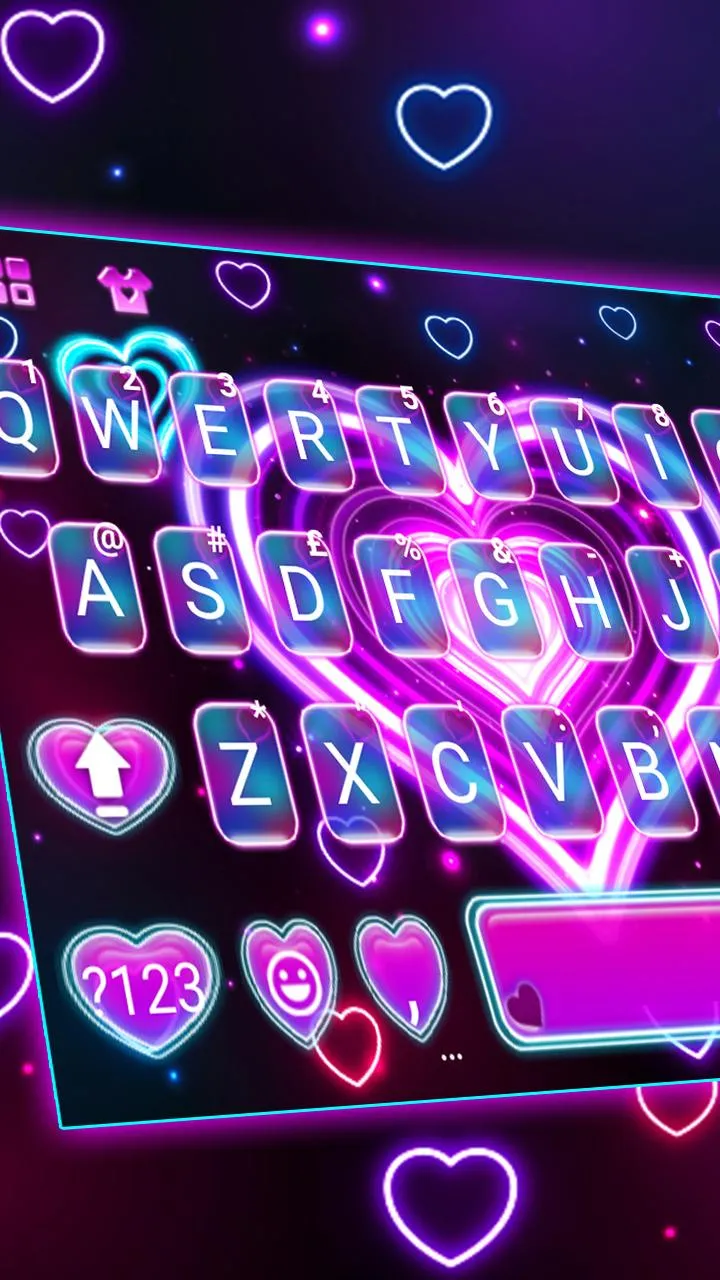 Neon 3d Heart Keyboard Theme | Indus Appstore | Screenshot