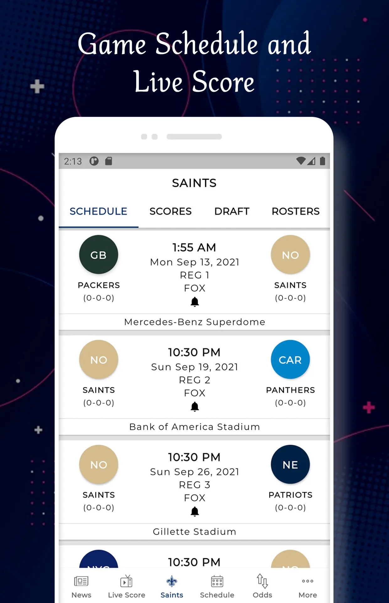 NewOrleans - Football Score | Indus Appstore | Screenshot