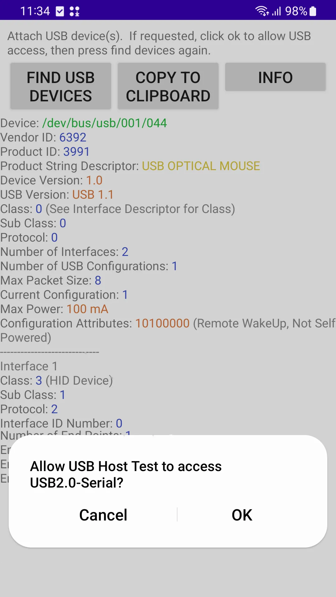 USB Host Test | Indus Appstore | Screenshot