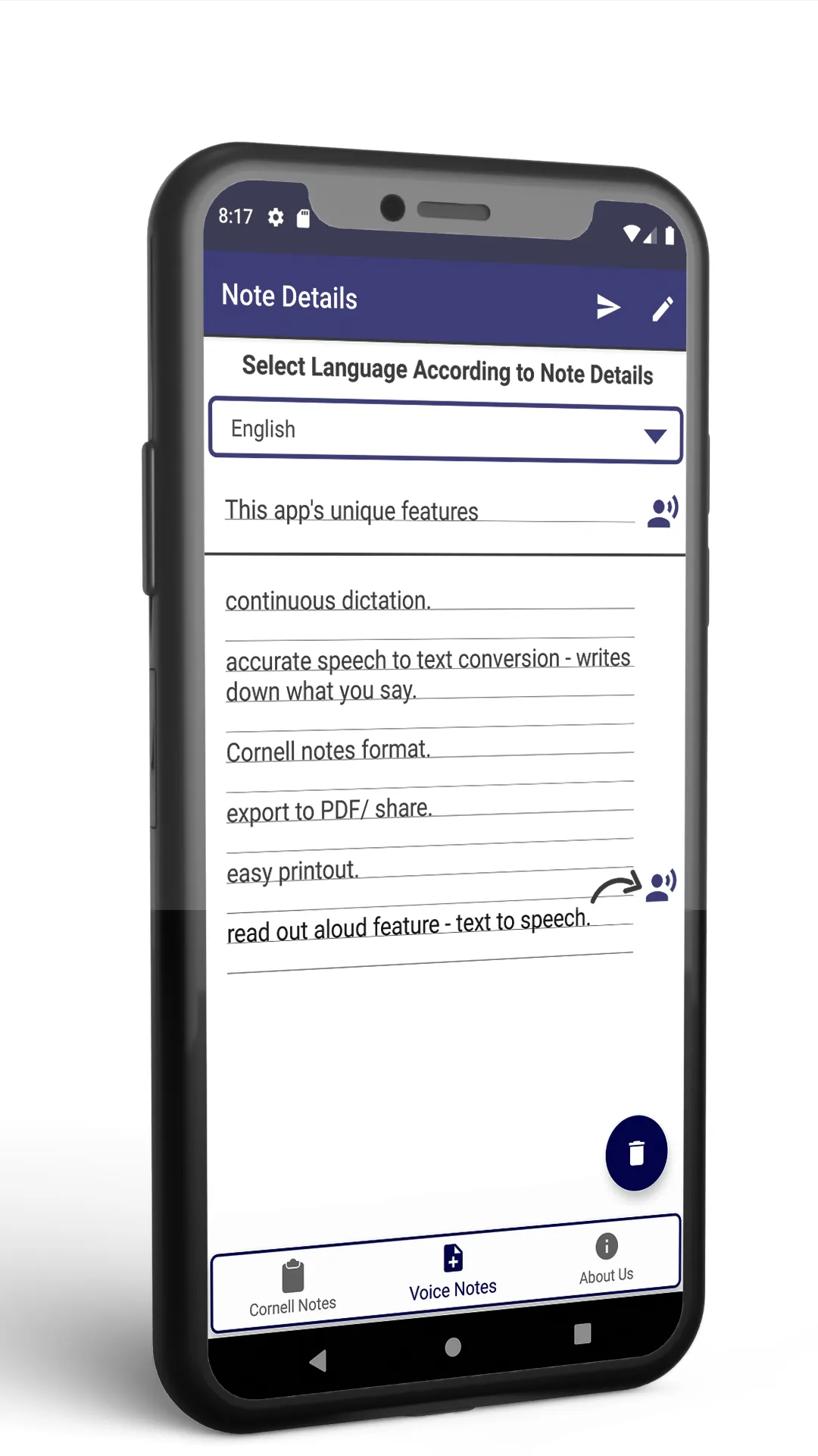 Speech to text Cornell notes | Indus Appstore | Screenshot