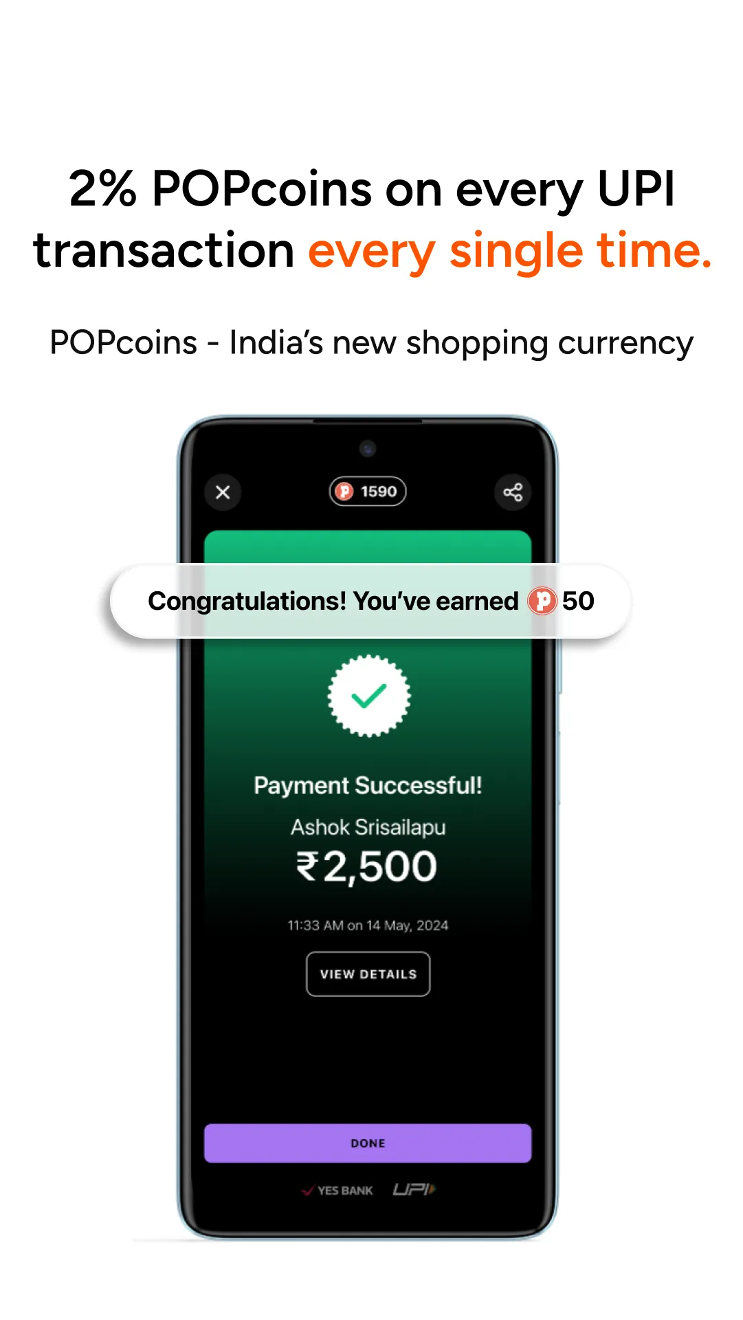 POP: UPI & Credit Card Rewards | Indus Appstore | Screenshot