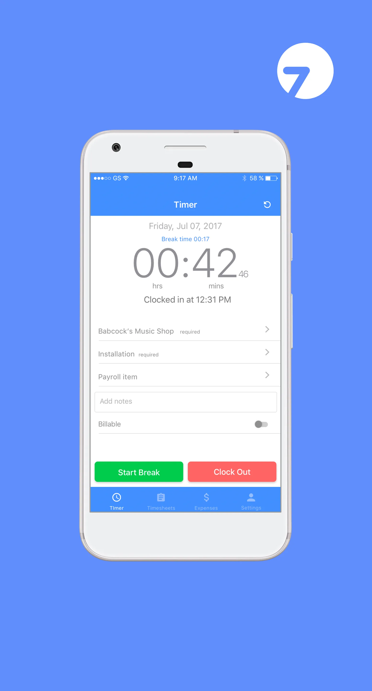 Minute7 - Time & Expense Track | Indus Appstore | Screenshot