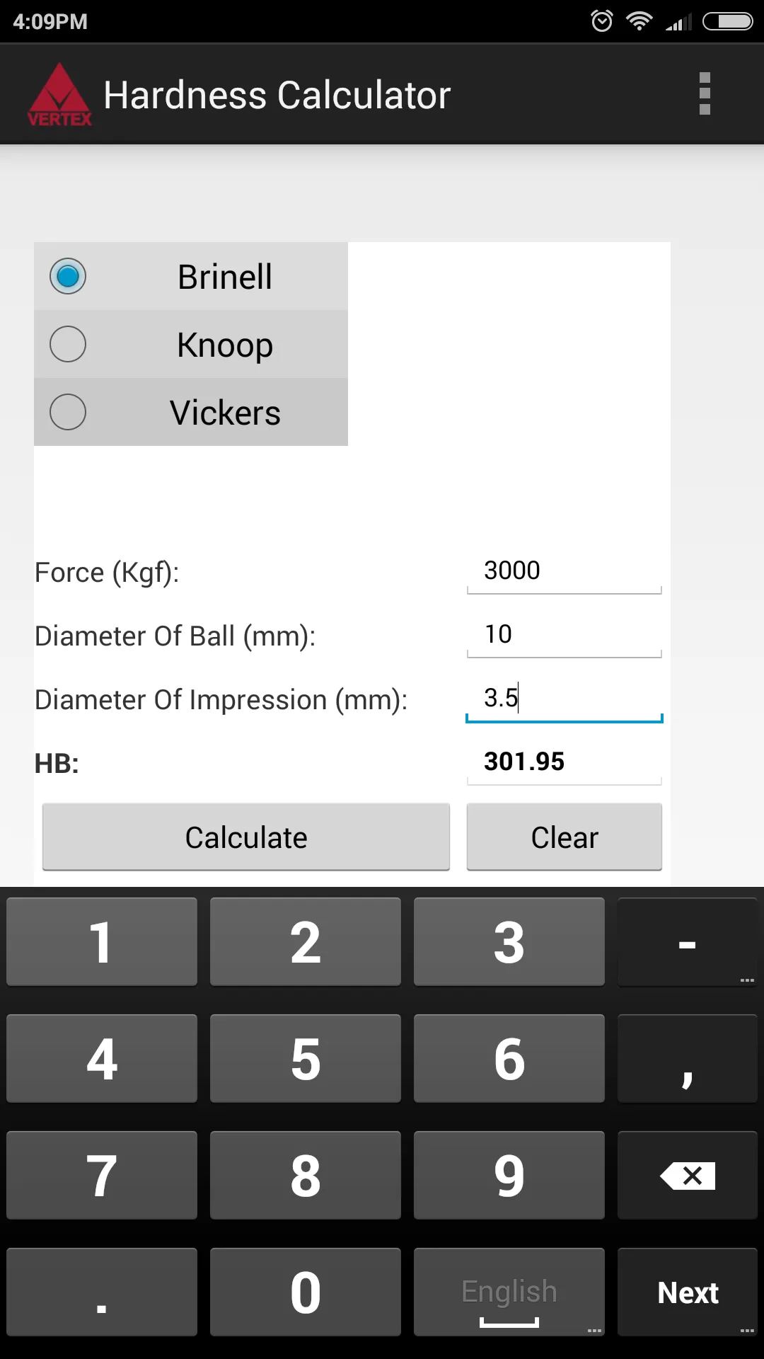 Hardness Calculator | Indus Appstore | Screenshot