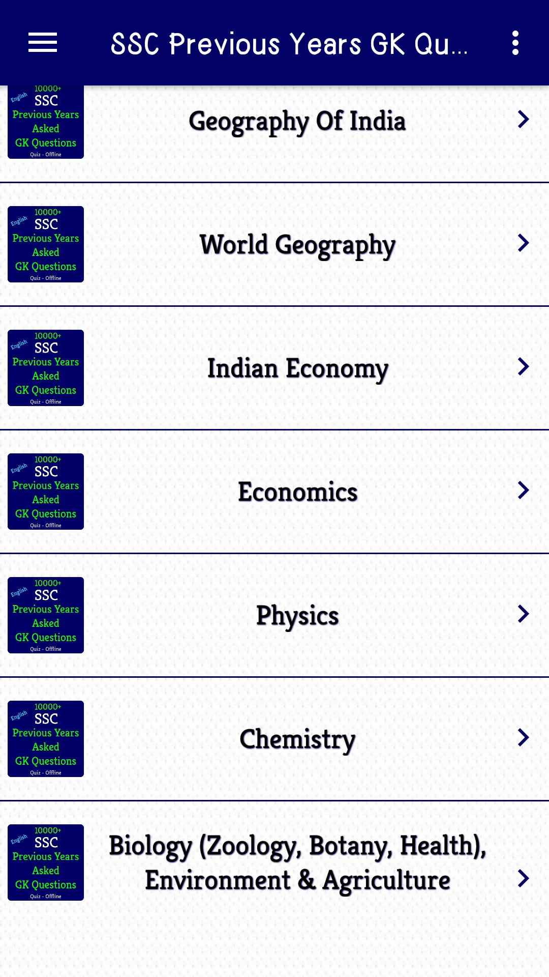 10,000+ SSC Previous Year GK | Indus Appstore | Screenshot