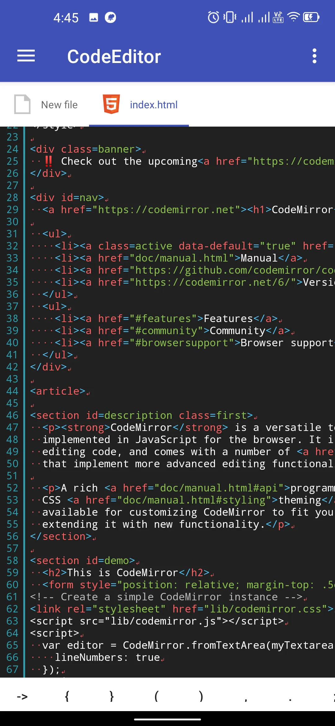 Code Editor Mobile - PHP, Java | Indus Appstore | Screenshot