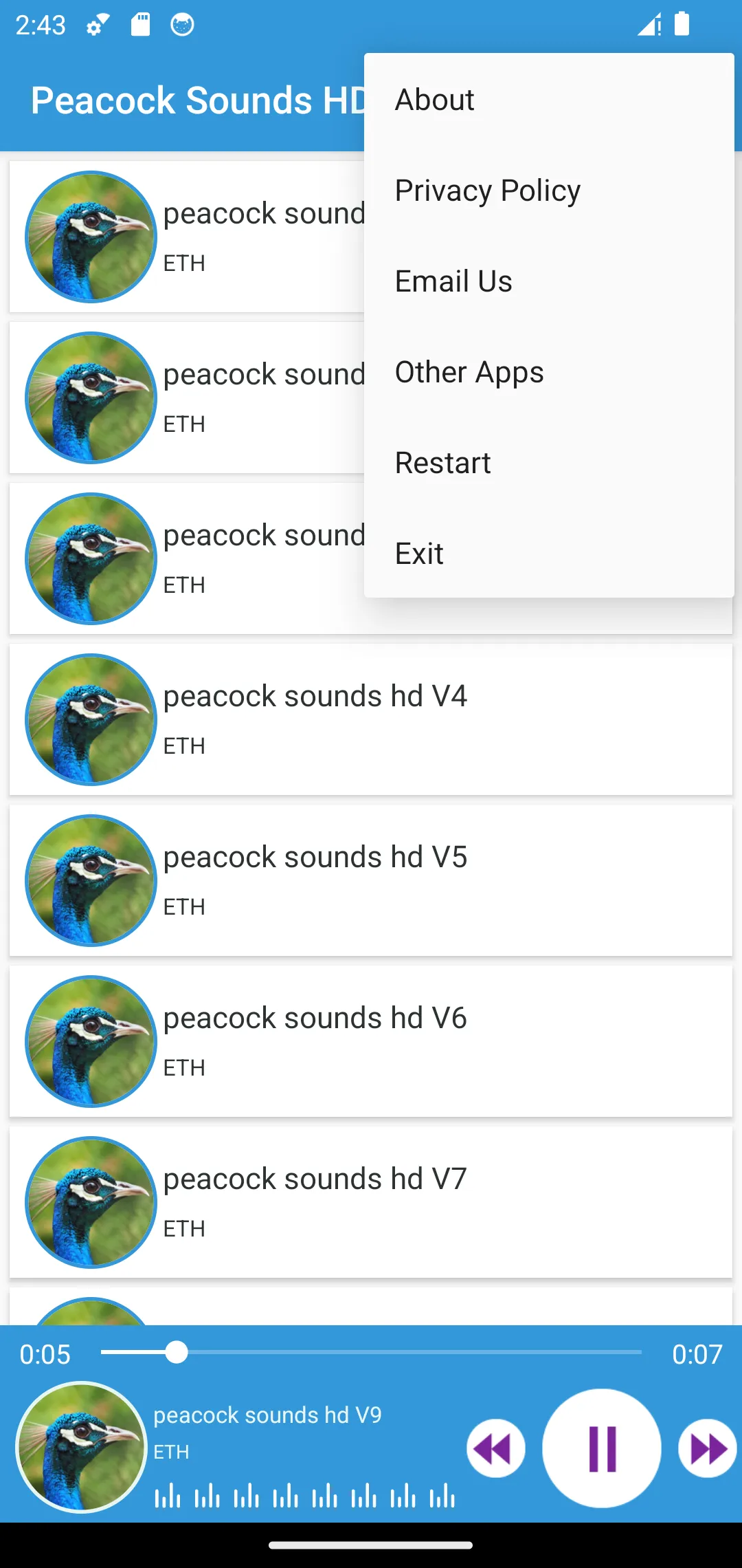 Peacock Sounds App | Indus Appstore | Screenshot