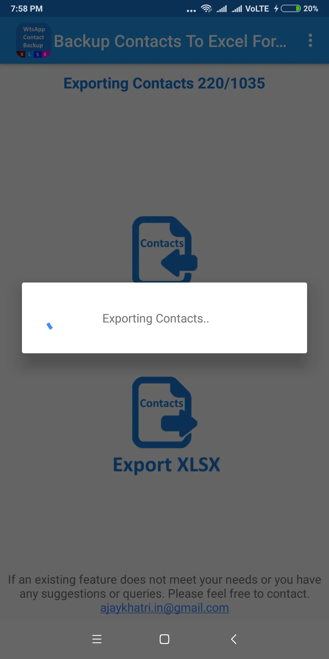 Backup Contacts To Excel For W | Indus Appstore | Screenshot