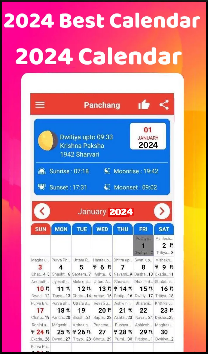 2024 Calendar | Indus Appstore | Screenshot