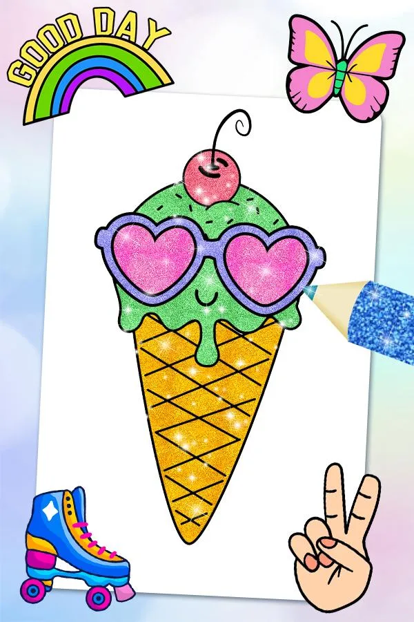 Glitter Ice Cream Coloring | Indus Appstore | Screenshot